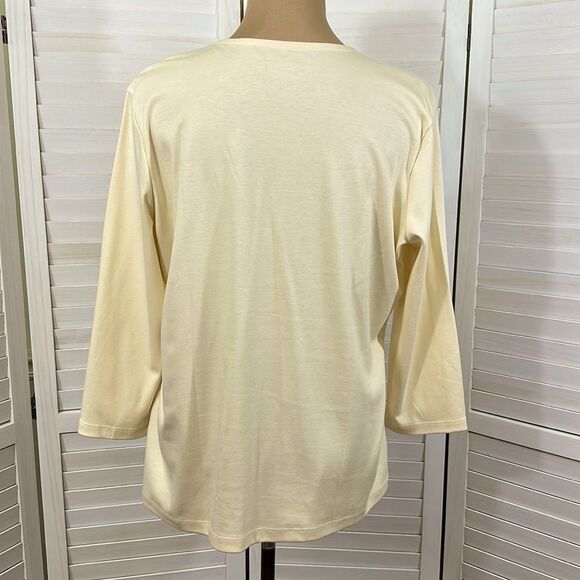 L.L. Bean Top Size Large Supima Cotton Yellow NWOT - Picture 6 of 11